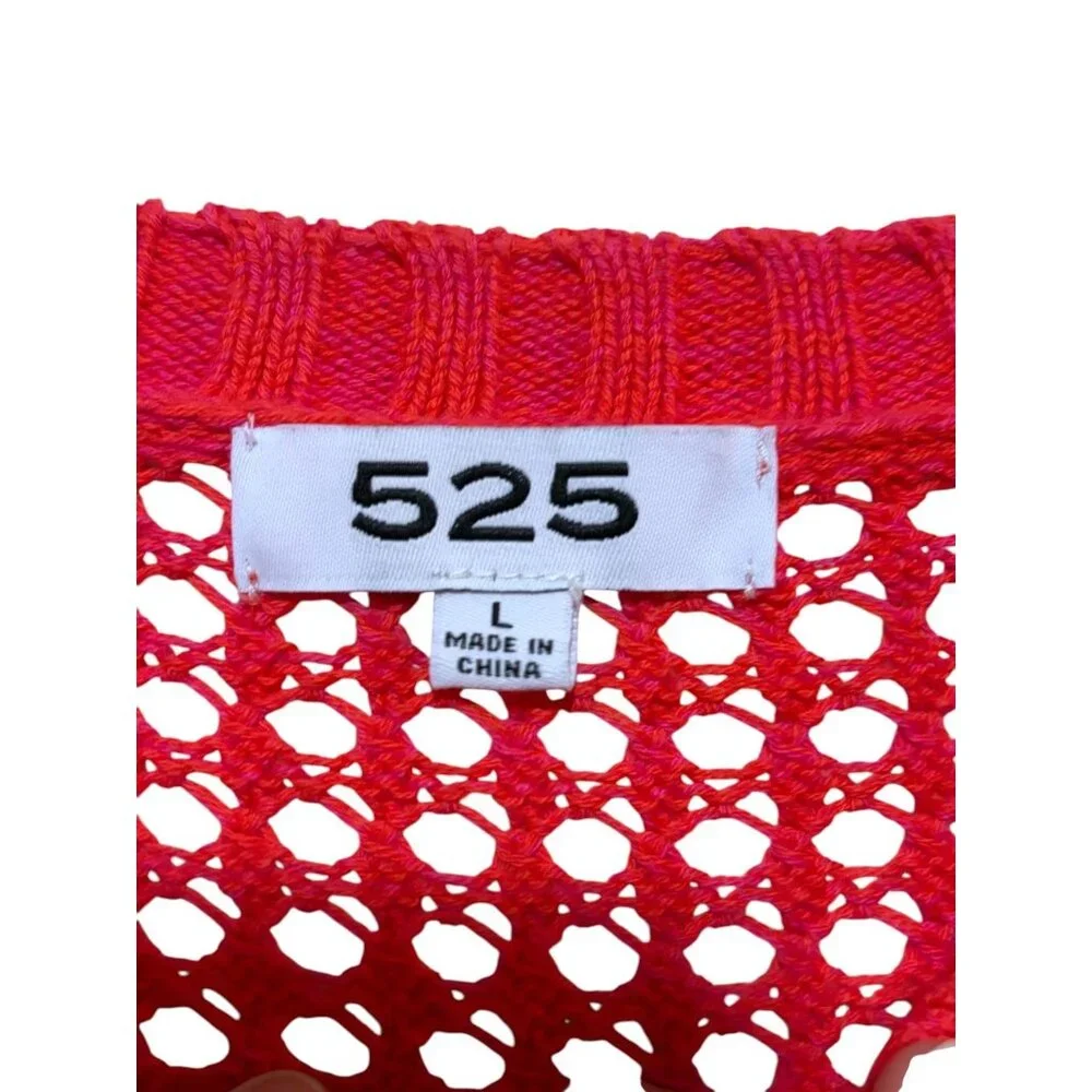 525 Striped Top L Fishnet Open Knit Crochet Cover Up Maximalist Resort Cruise - Picture 6 of 8